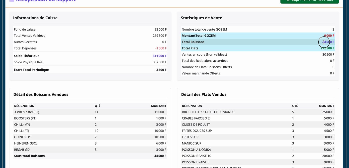 Rapport de caisse d’EasyResto