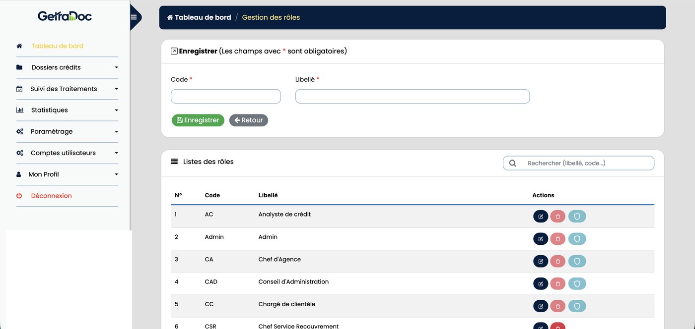 Gestion des rôles dans GetraDoc